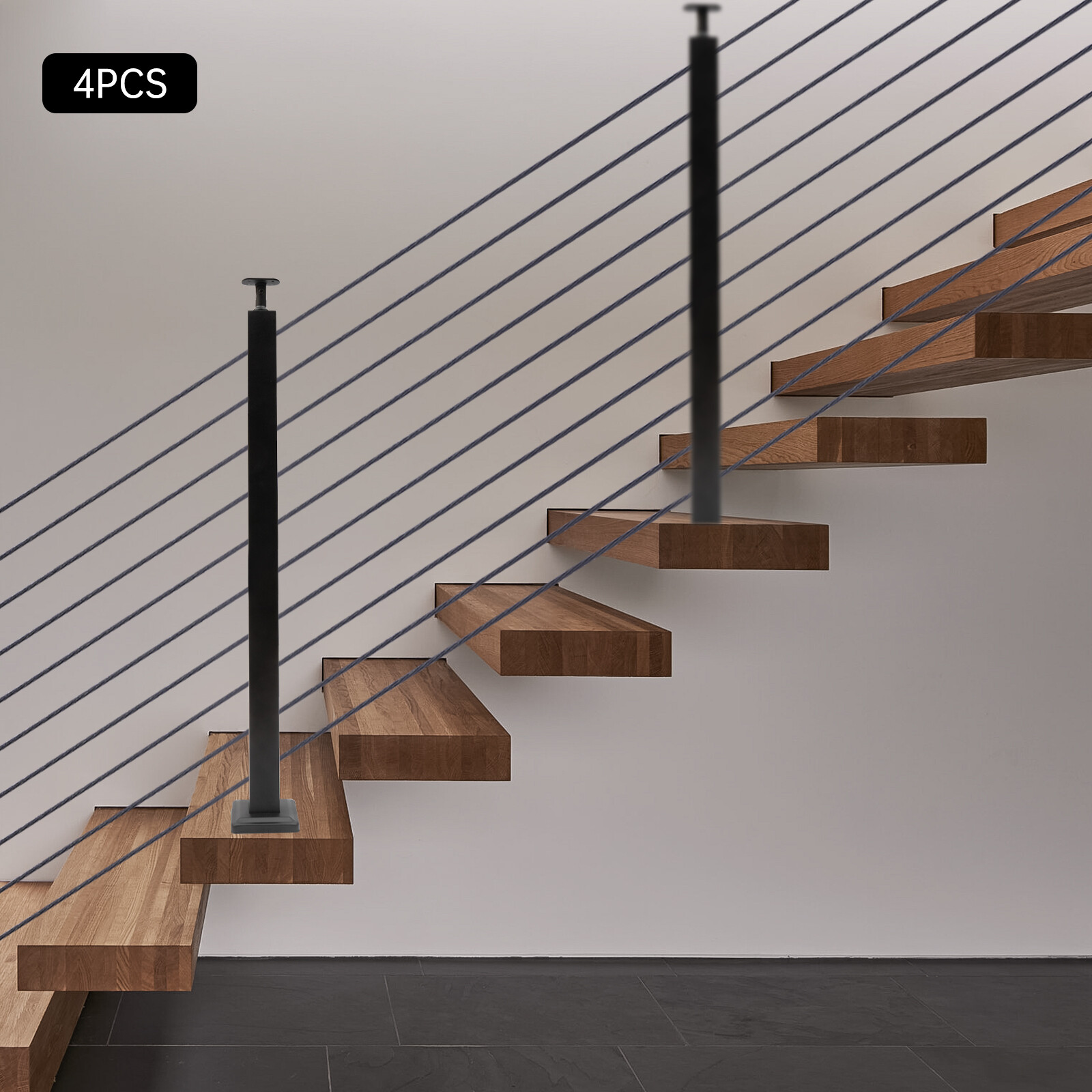 4-Piece Balustrade Post Set, Cable Railing Posts, 304 Stainless Steel Stair Post gallery
