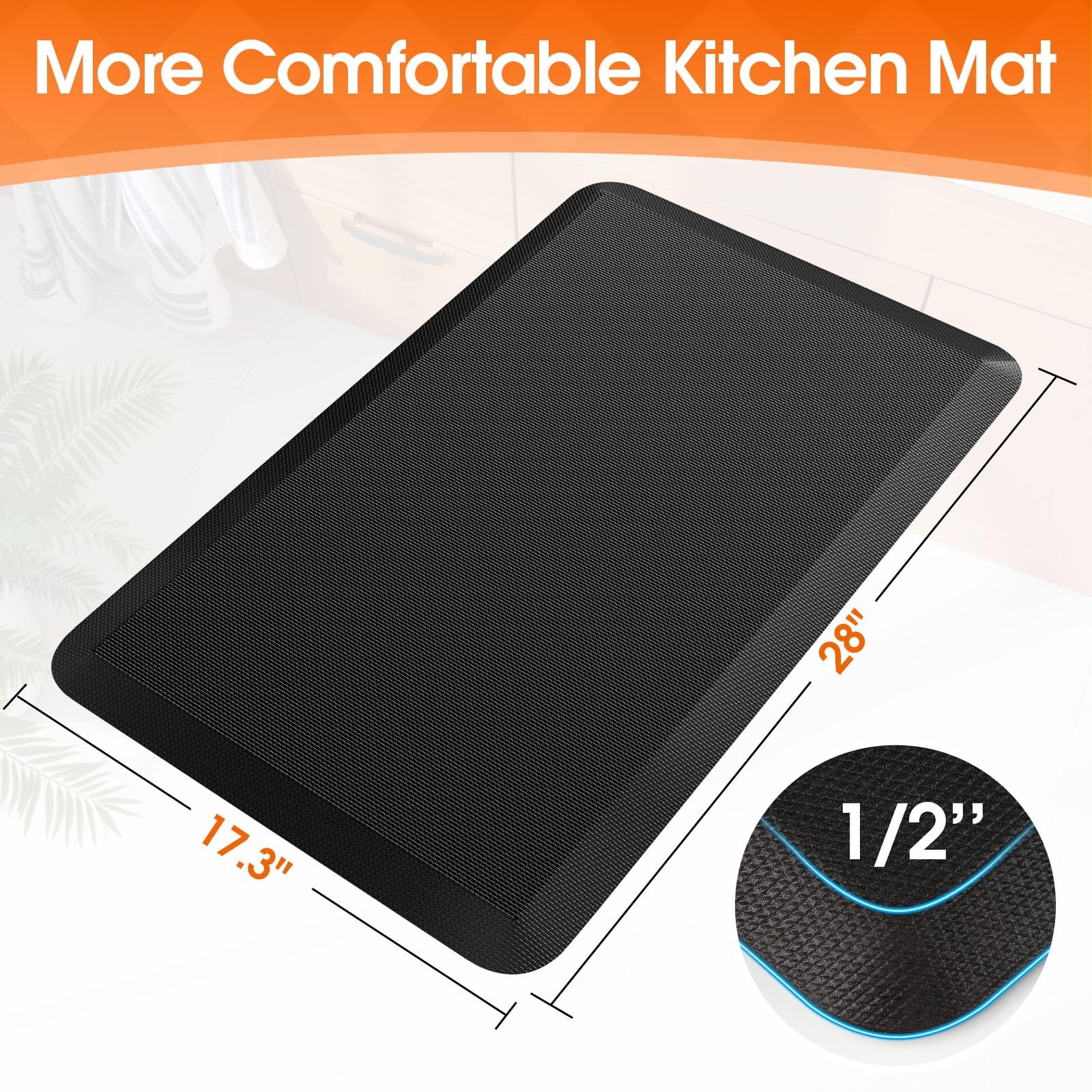 Kitchen Mat, Cushioned Thick Floor Comfort Mat, with Non-Slip Bottom, Water &... gallery