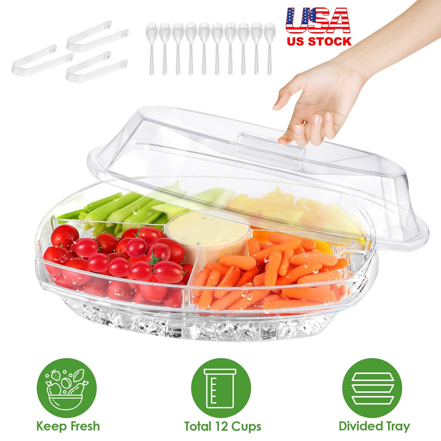 Appetizer Serving Trays on Ice with Lid Chilled Serving Platters for Food Veggie gallery
