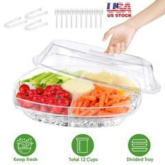 Appetizer Serving Trays on Ice with Lid Chilled Serving Platters for Food Veggie