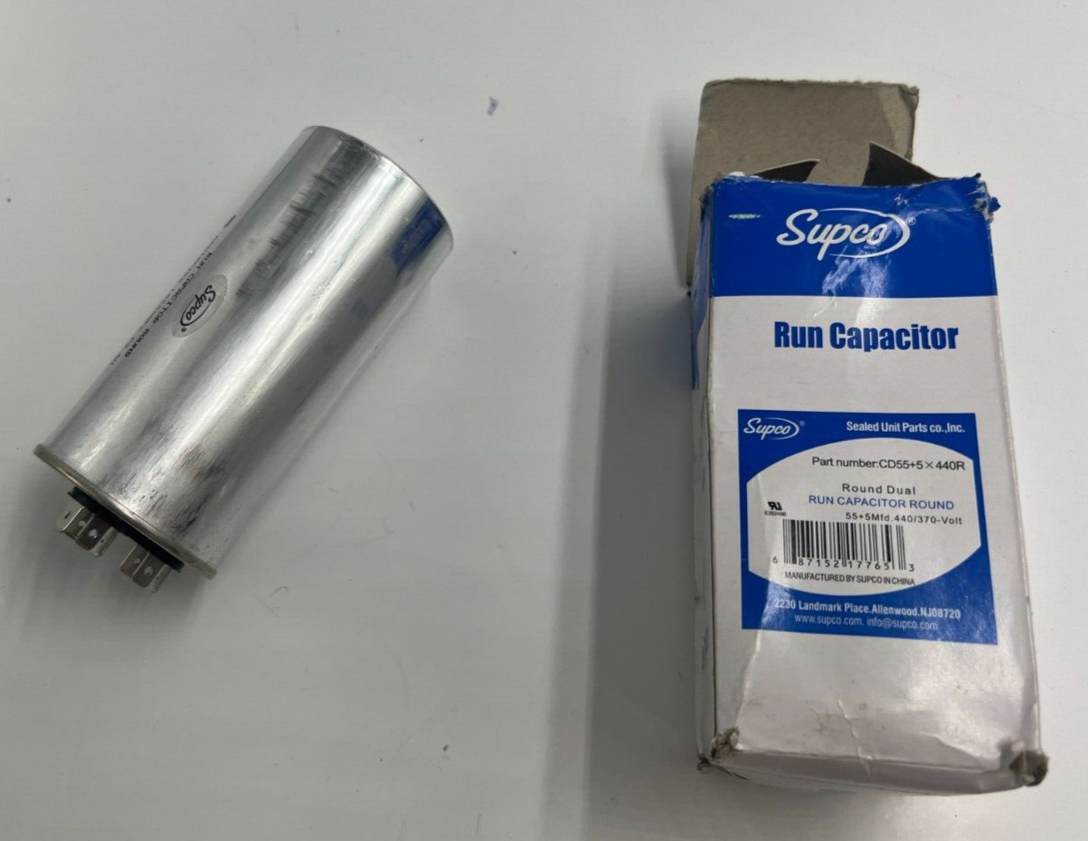 SUPCO CD55+5X440R Dual Motor Run Capacitor 55+5 Mfd x 440/370V 50/60Hz-40C/+85C gallery