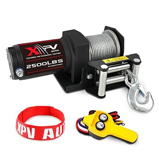 2500lbs Electric Winch 12V Waterproof Steel 2500lb. steel cable winch Black gallery
