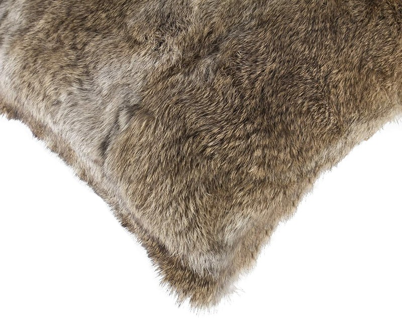 2PCS Natural Rabbitd Hide Fur Pillowcase Cushion Cover Throw Striped Grey Brown gallery