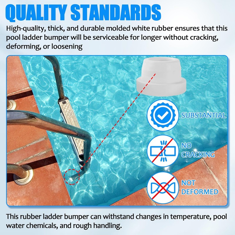 2 Pack Inside Pools Ladder Bumpers White Rubber End Plugs 1.9 Inch Tubing Caps gallery