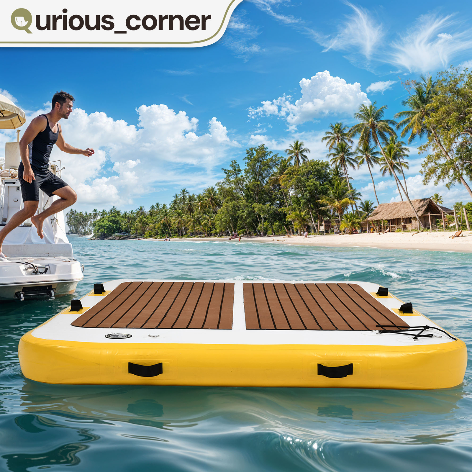 Water Platform Inflatable Floating Dock 6x5 ft Non-Slip Floor, Heavy Duty PVC gallery