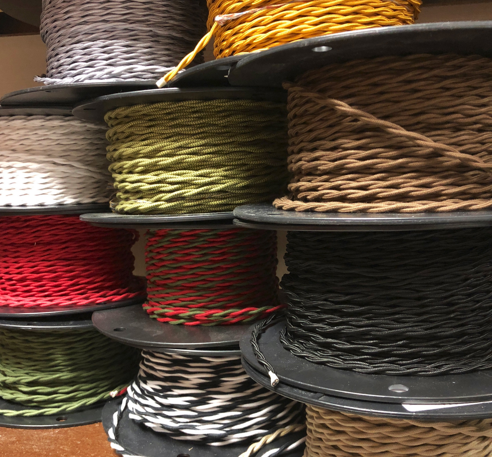 Cloth Covered 2-wire Twisted Pair Cord, Braided in USA, 22 Colors, Per foot gallery