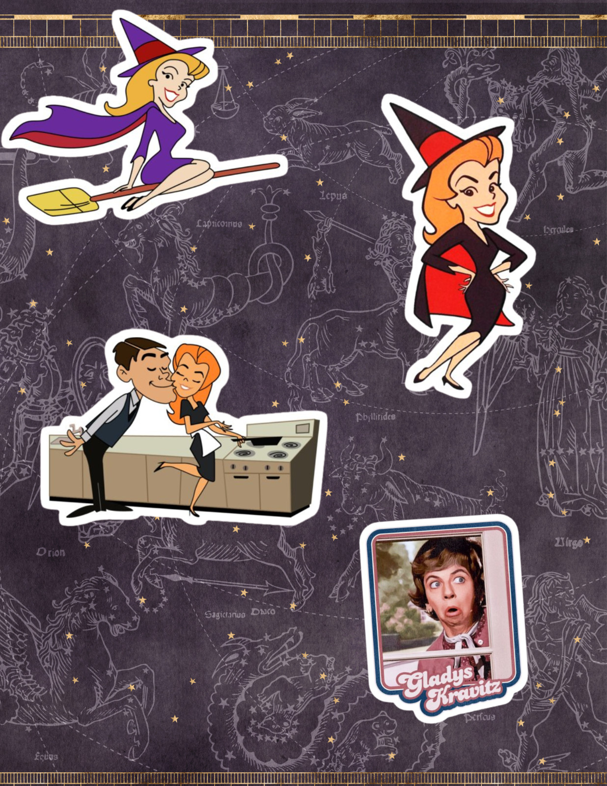 Bewtiched Retro TV 4pc Sticker Pack gallery