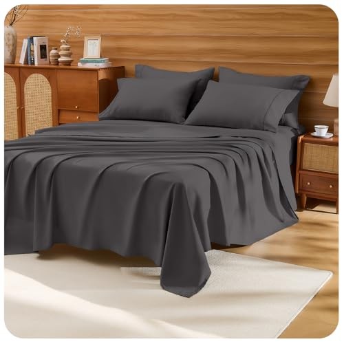 Sheet Set- 6 Piece Breathable & Cooling Sheets | California King Dark Gray gallery