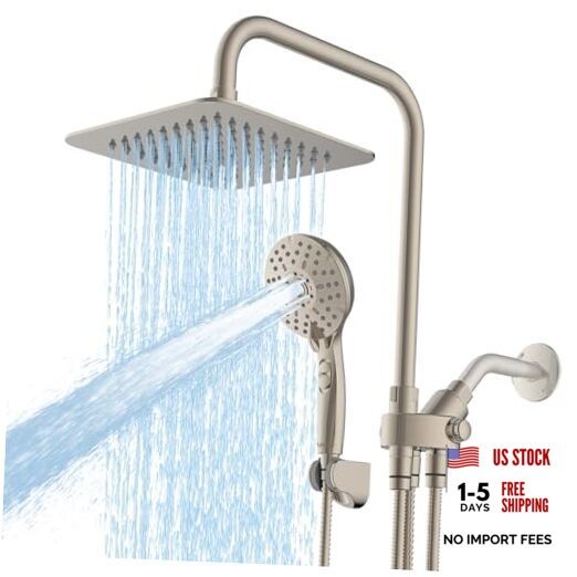 8" Dual Shower Head Combo, High Pressure Brushed Nickel 2.5 Gallons Per Minute gallery