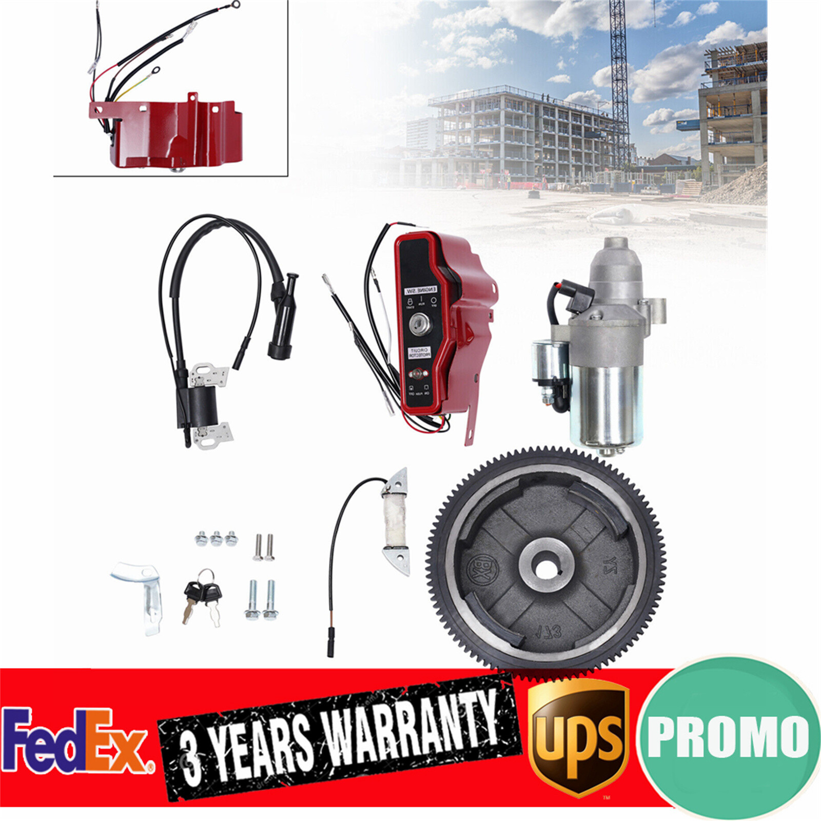 GX240 Electric Start Kit Starter Motor for Honda Flywheel Switch Engine US gallery
