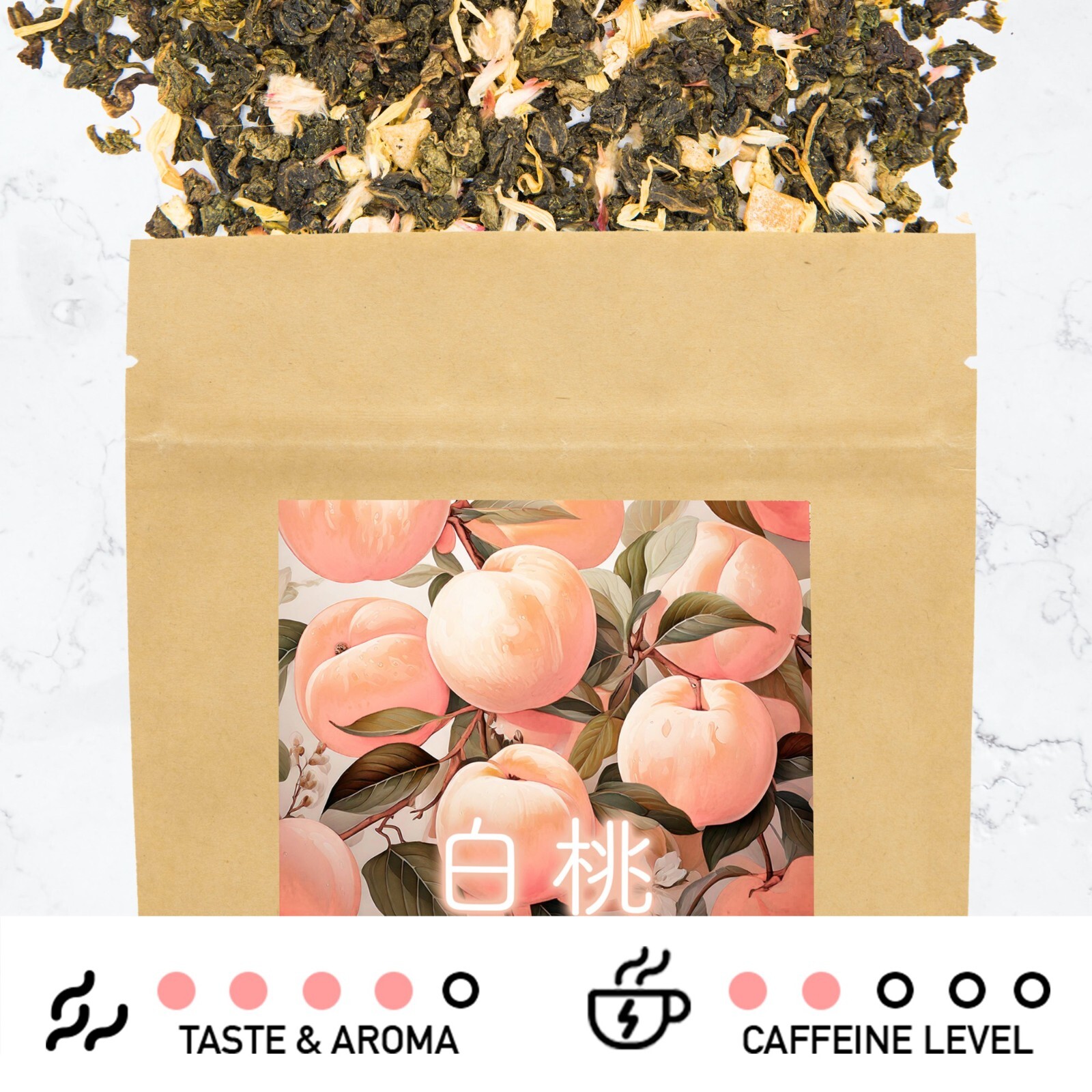 Leafmessage Tea - White Peach Jasmine Oolong Loose Leaf Floral Tea 白桃茉莉烏龍 85g gallery