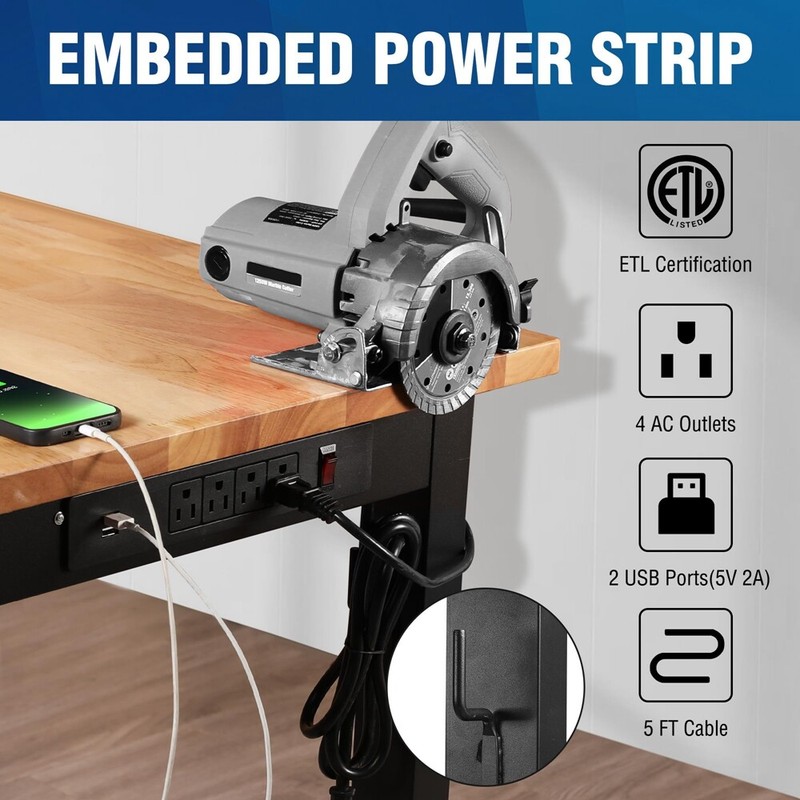 WORKPRO 48" Adjustable Workbench, Rubber Wood Top Heavy-Duty Workstation NEW gallery