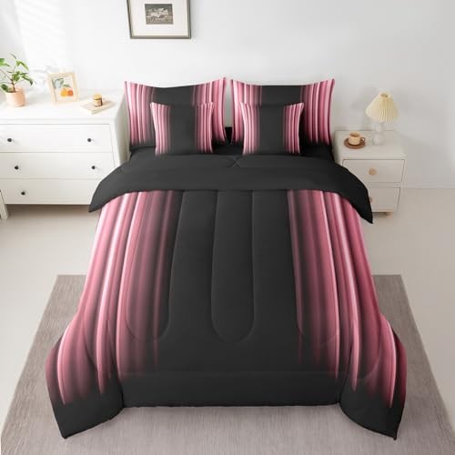 Abstract Ombre Comforter Set with Sheets Kids Teens 7 Piece Full Pink Black gallery
