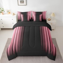 Abstract Ombre Comforter Set with Sheets Kids Teens 7 Piece Full Pink Black