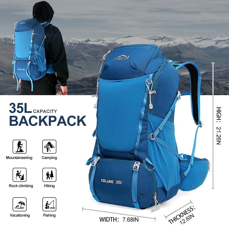 35L Hiking Backpack with 3Lwater bladder, Camping Backpack with Waterproof 5