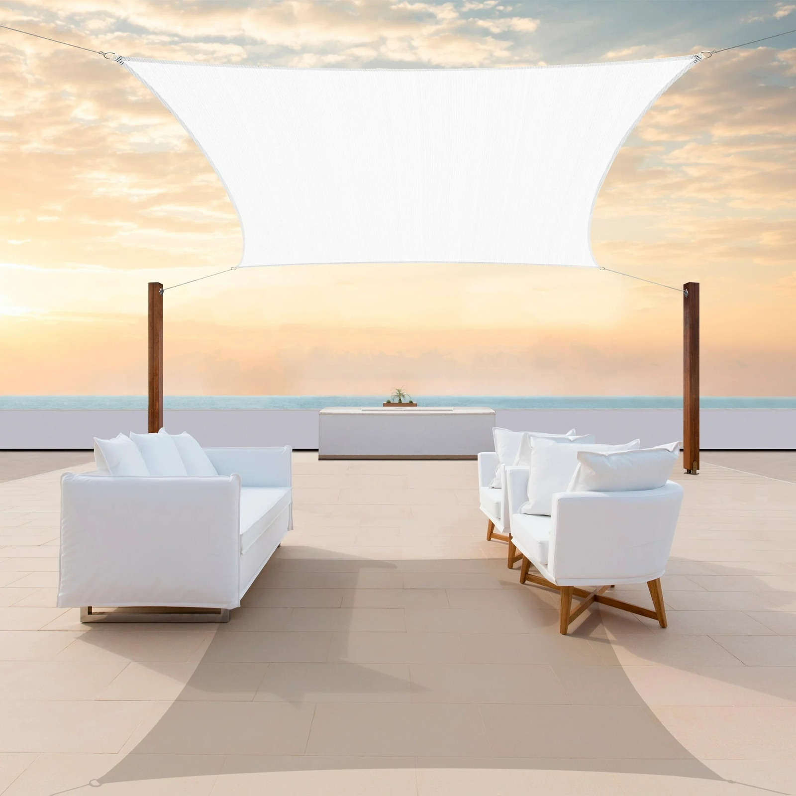 Colourtree White Custom Size Rectangle Sun Shade Sail Canopy Fabric Cover Patio gallery