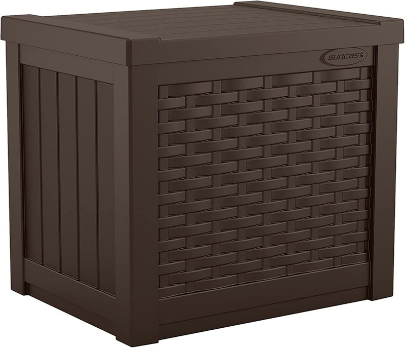 2 Pack 22-Gallon Small Deck Box - Lightweight Resin Storage Container and Seat f gallery