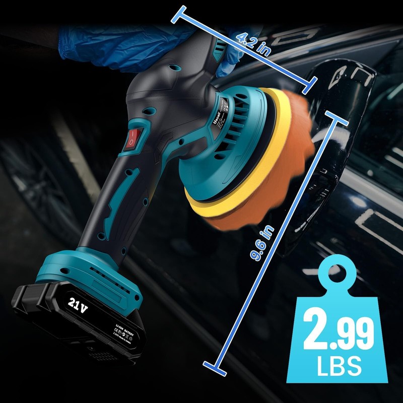 Dual Action Car Polisher Buffer Machine Cordless 6" Sander Polishing Kit Battery gallery