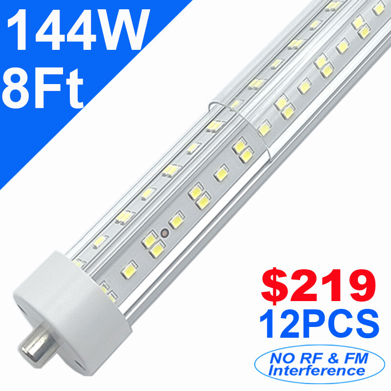 Single Pin 8FT LED Tube Light Bulbs 144W FA8 T8 8' LED Shop Light Fixtures 6500K gallery