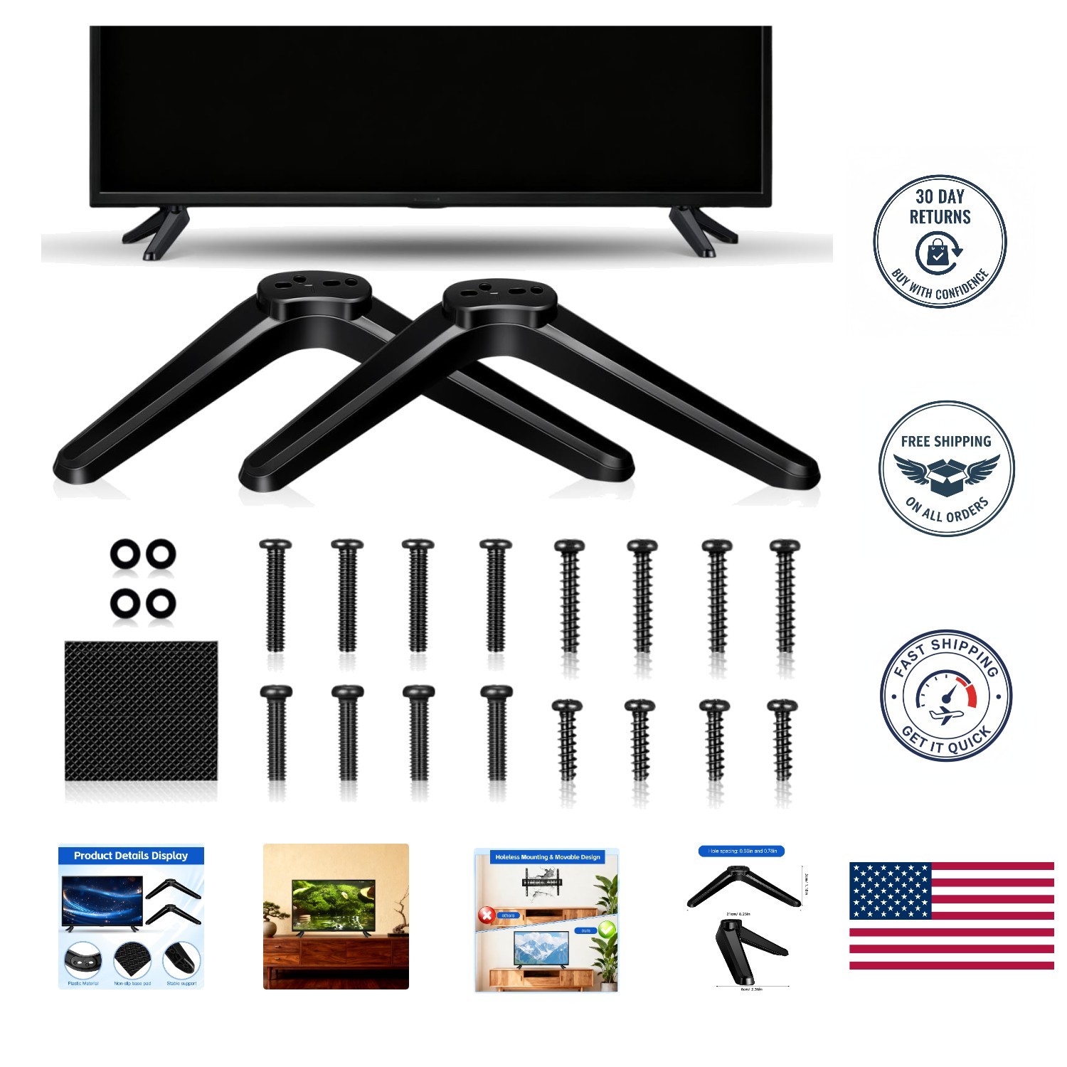 Universal Tabletop Mount for 32-55 Inch TVs - Safe, Stylish & Easy to Install gallery