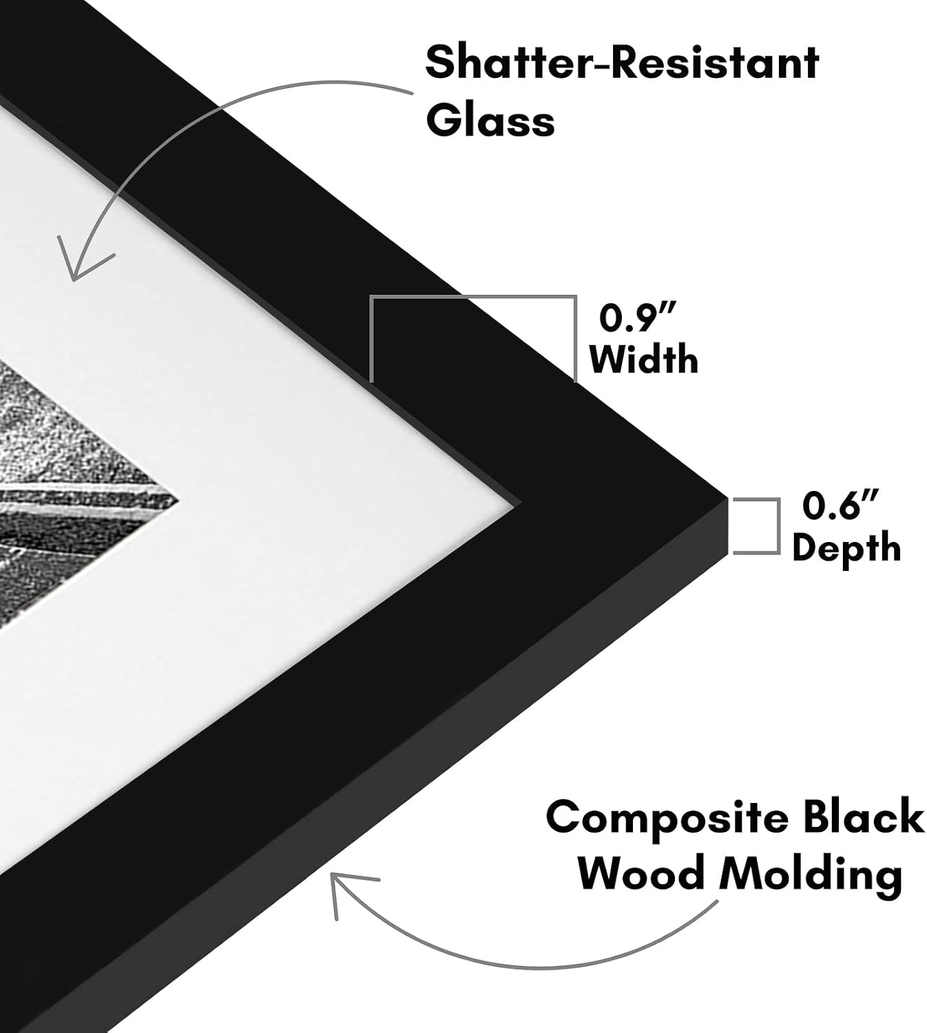 11x14 Picture Frame with Shatter-Resistant Glass - Use as 8x10 Frame with Mat or gallery