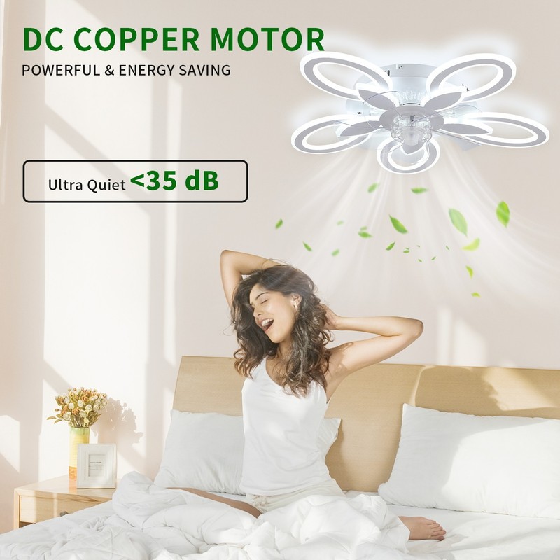 26" Bladeless Ceiling Fan with Light – 6 Speeds, Timer, Stepless Dim LED, Remote gallery