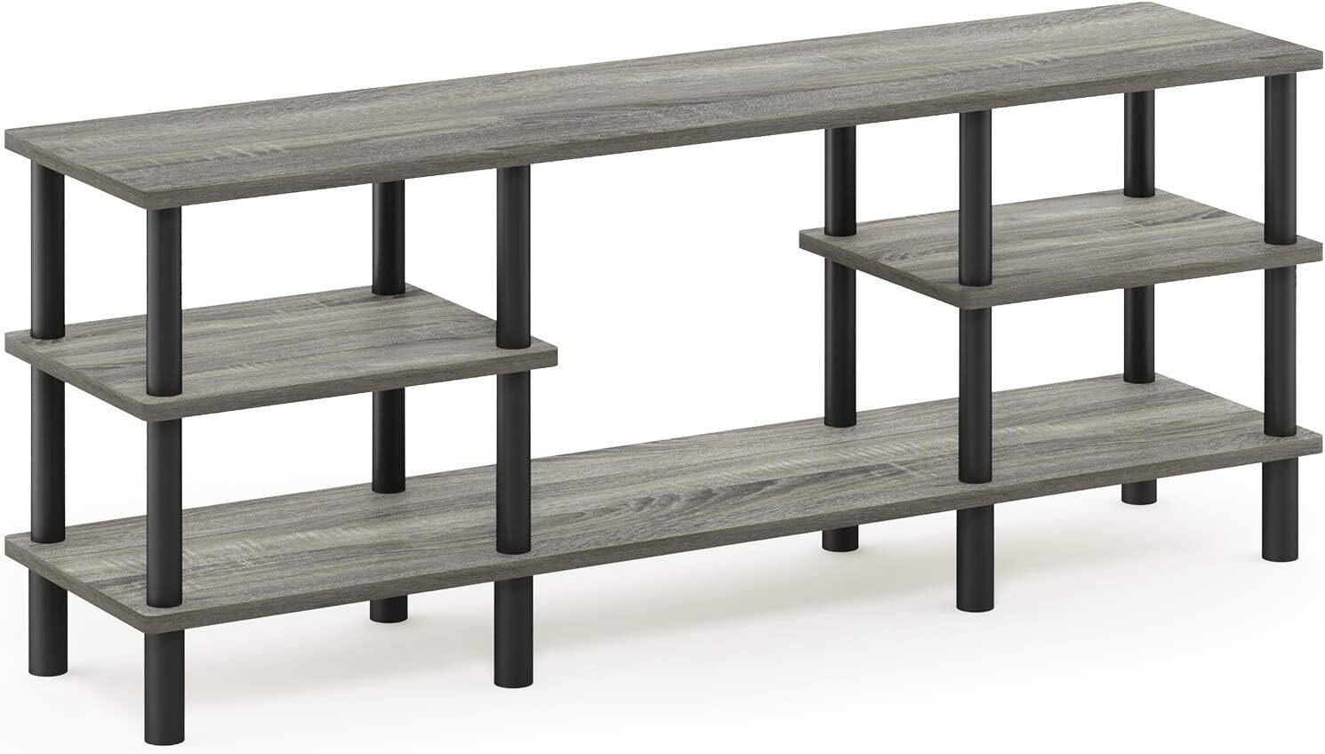 Turn-N-Tube 3-Tier Multipurpose Wide Shelf TV Stand, French Oak Grey gallery