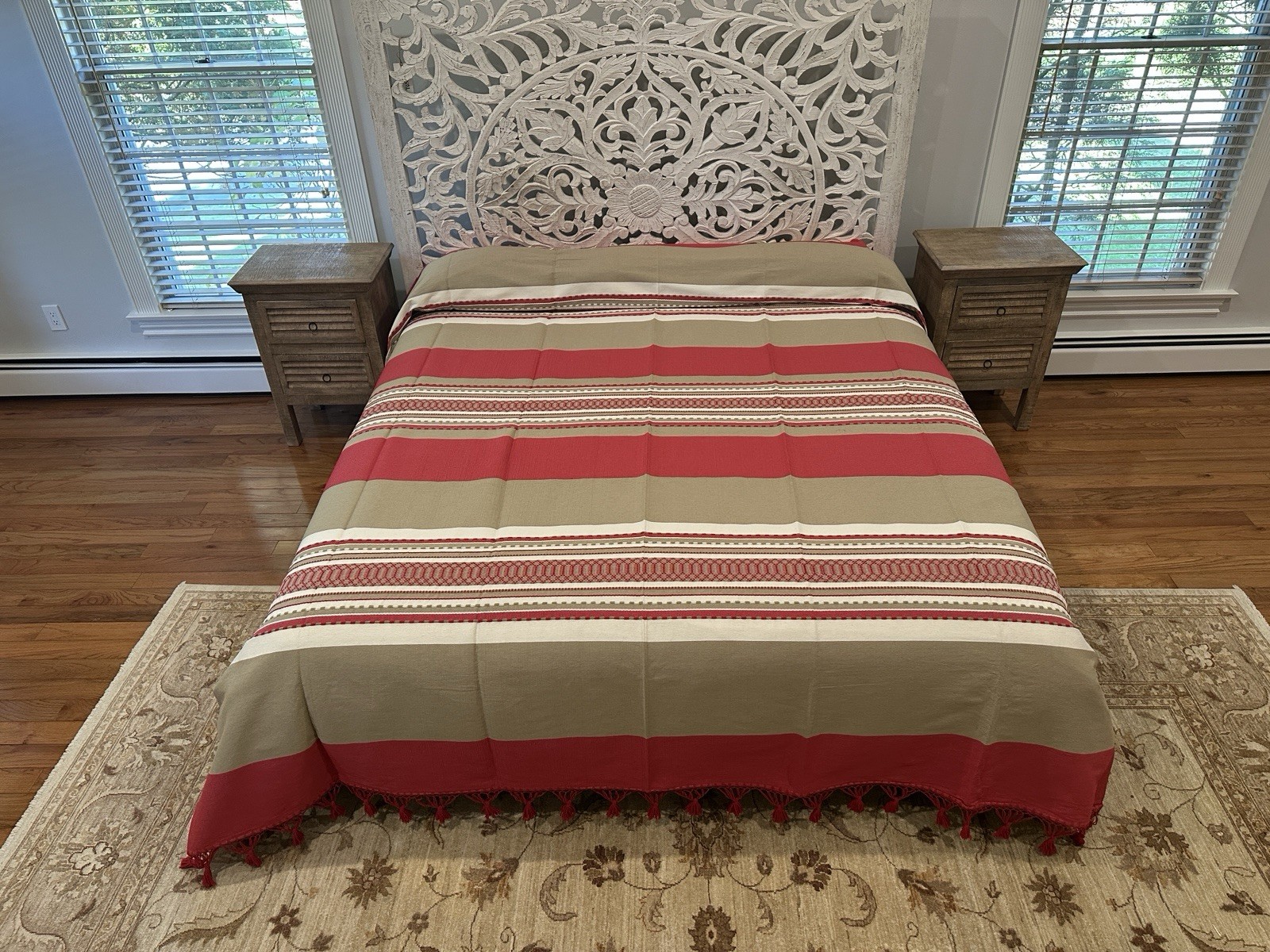 Hand loom  King Size Cotton Bedspread From Oaxaca Mexico. gallery