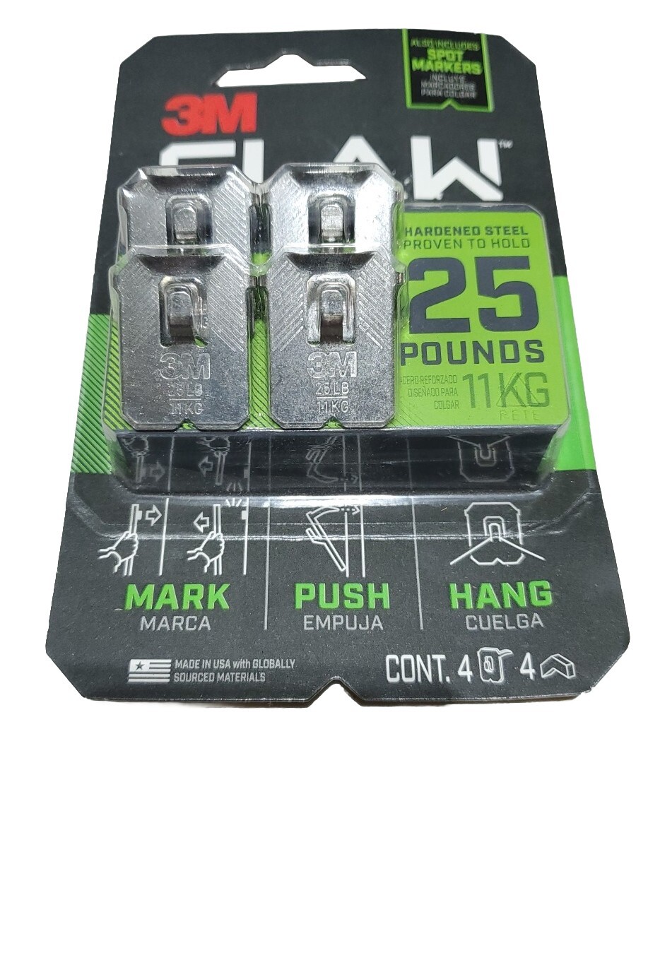 3M Claw Drywall Picture Hangers - 4 Count Holds 25 Pounds Each Brand New gallery