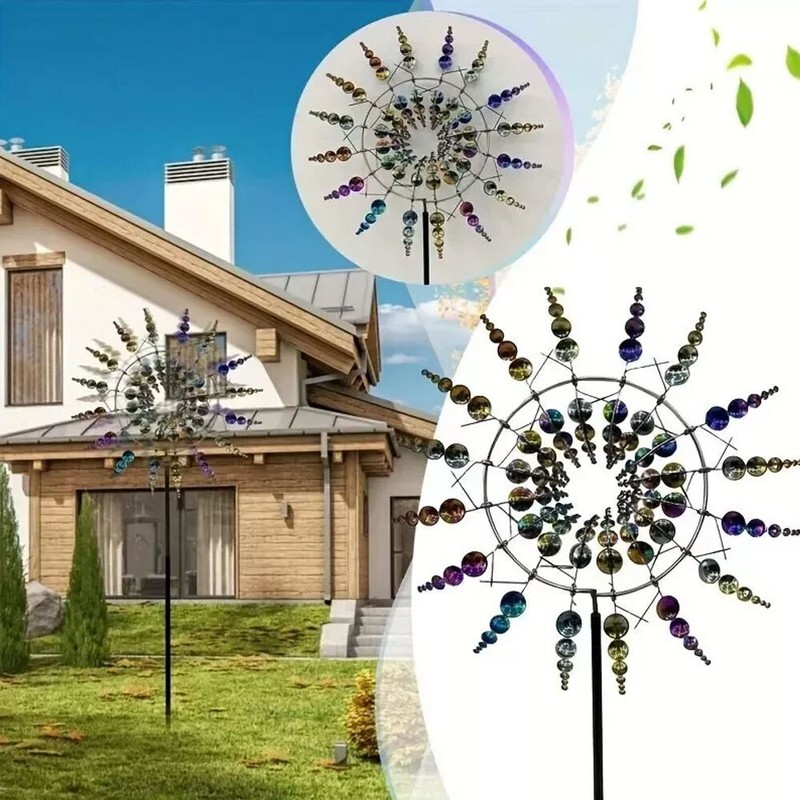 Magical Wind Powered Kinetic Windmill Metal And Sculpture Spinner Garden Unique gallery