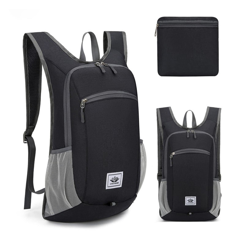 15L Small Hiking Backpack Lightweight Foldable Packable Travel Daypack Black