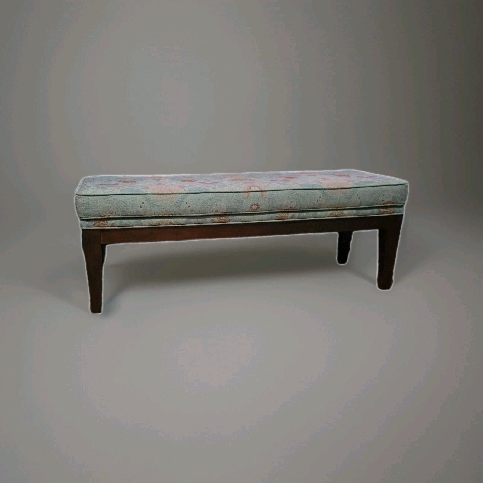 ETHAN ALLEN Cottagecore Bench Seat Olive Green Floral Upholstery gallery