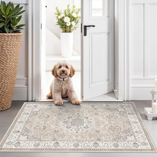 Washable 2x3 Entryway Area Rug - Neutral Kitchen 2' x 3' (Rectangular) Beige gallery