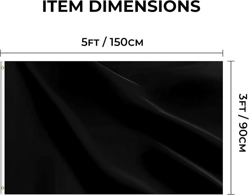 Black Flag 3X5 FT, Polyester Blank Flag with Canvas Header & Brass Grommets, Dou gallery