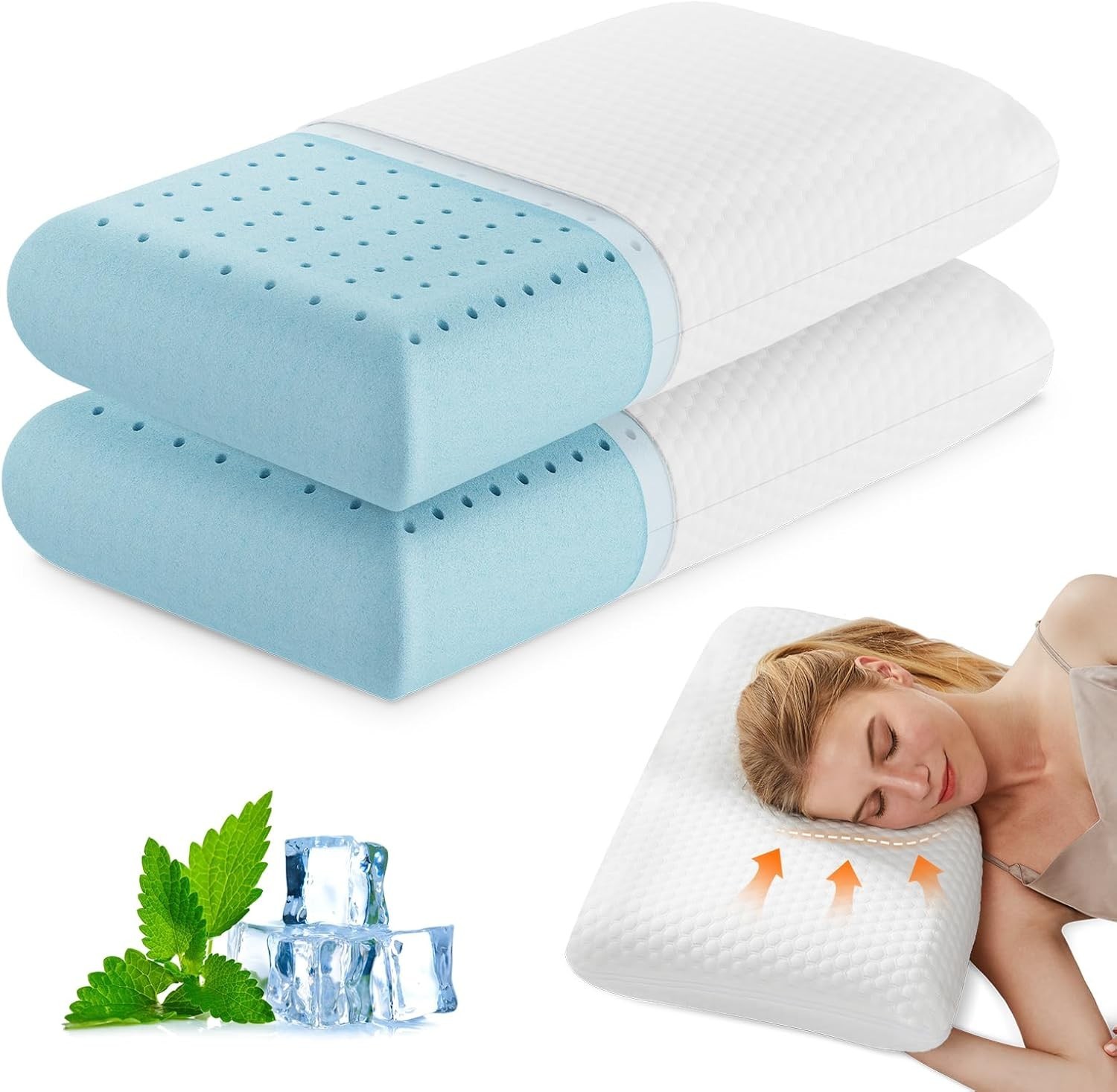 Memory Foam Pillows for Sleeping,2 Pack Queen Size Bed Pillows for Adults,wit... gallery