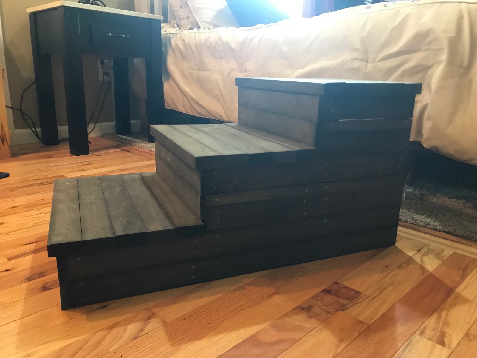 Rustic Dark Walnut Wooden Pet Stairs – 3 Step Dog & Cat Ramp for Bed or Couch gallery