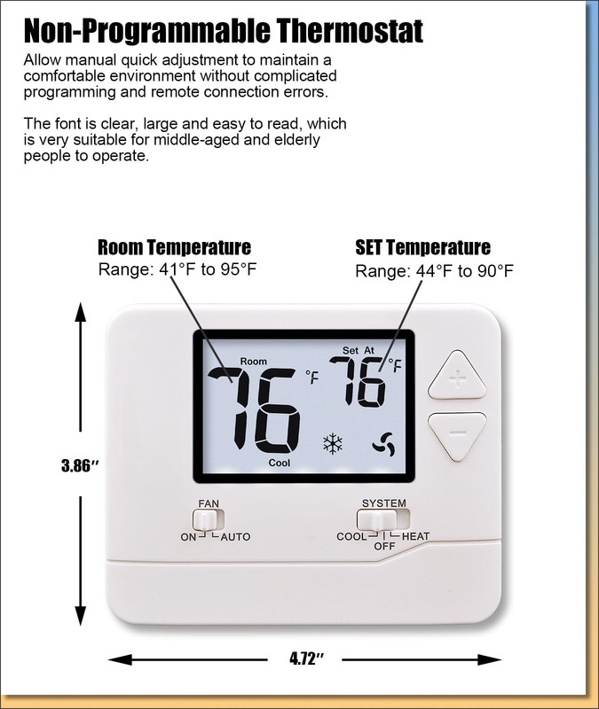 Heagstat Non Programmable Thermostat, Single-Stage 1 Heat 1 Cool, Off-white gallery