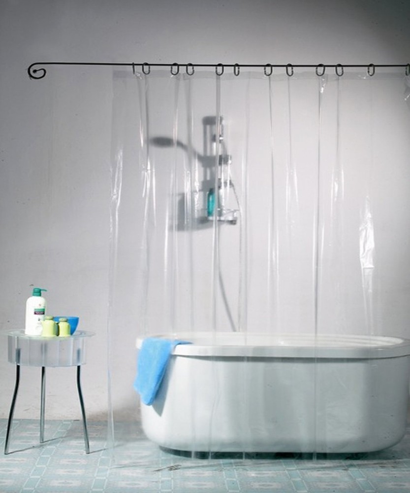Clear Solid Waterproof Shower Curtain Liner with Hooks 72x72 Inch