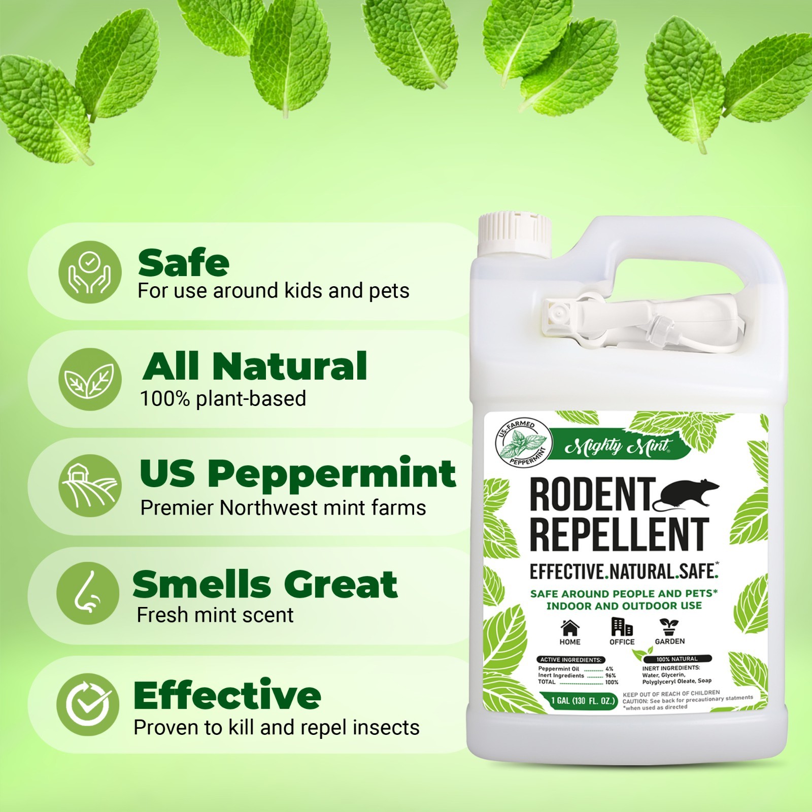 Mighty Mint 1 Gallon Mice Rat Rodent Repellent Spray, All Natural Peppermint Oil gallery