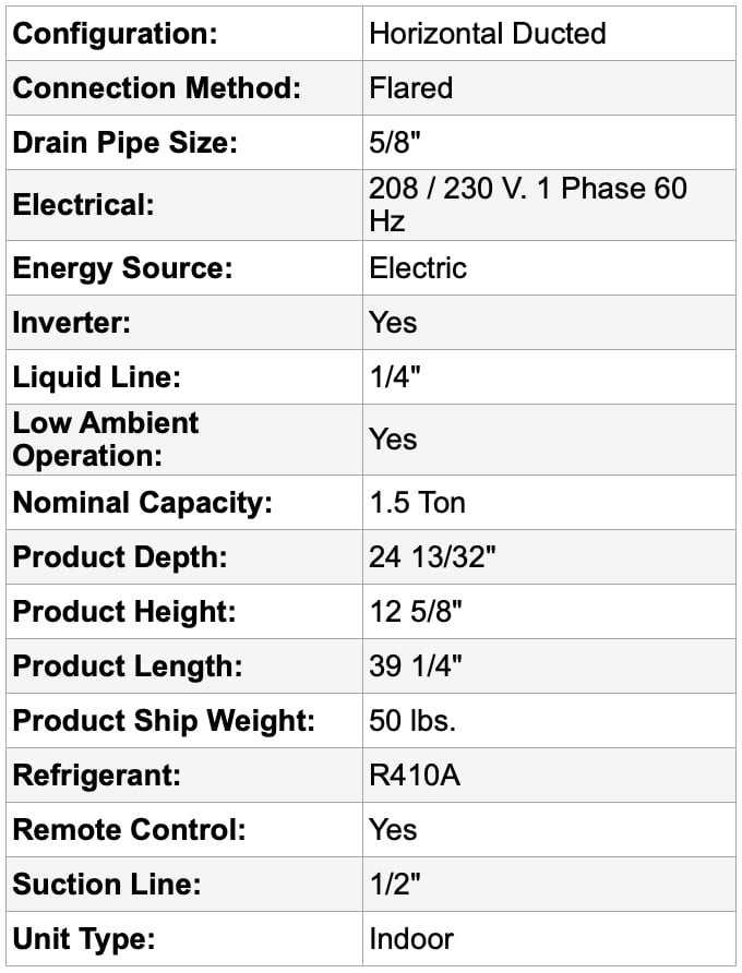 18,000 BTU Single OR Multi Zone Concealed Duct Air Handler Fujitsu ARU18RLF gallery