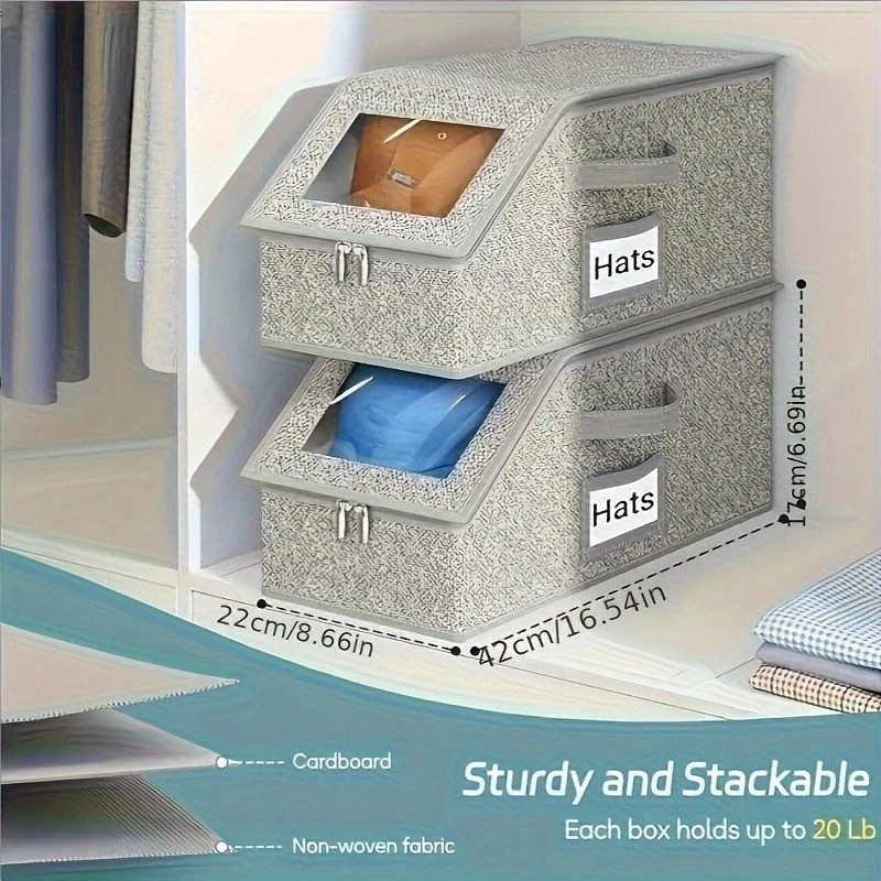 1/2x Stackable Hat Storage Organizer for Baseball Caps 24 Caps Hat Box with Lid gallery