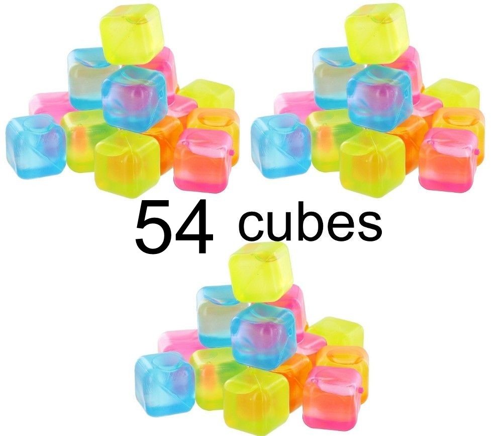 54 Piece Plastic Reusable Ice Cubes Coolers Refreeze Pool Party BPA FREE gallery