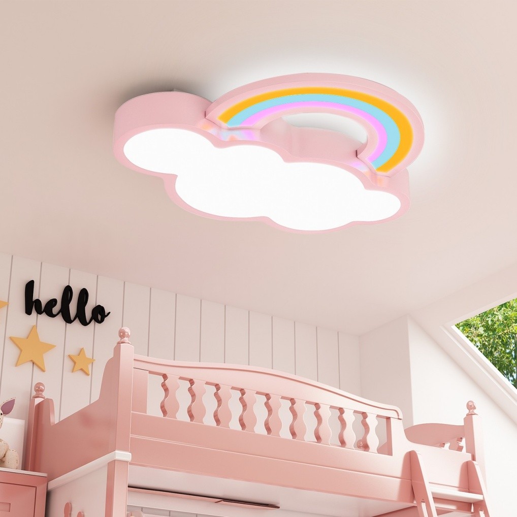 Modern Ceiling Light LED Kids Room Ceiling Lamp Bedroom Dimmable Cloud & Rainbow gallery