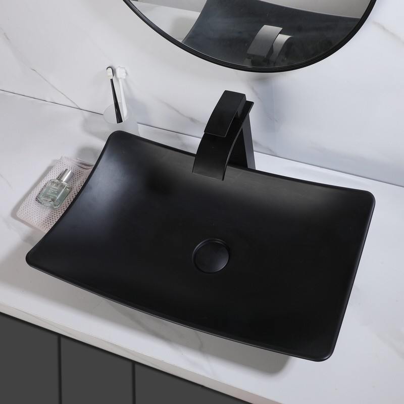 Stone Bathroom Rectangle Vanity Vessel Sink Above Counter Basin & Drain Faucet gallery