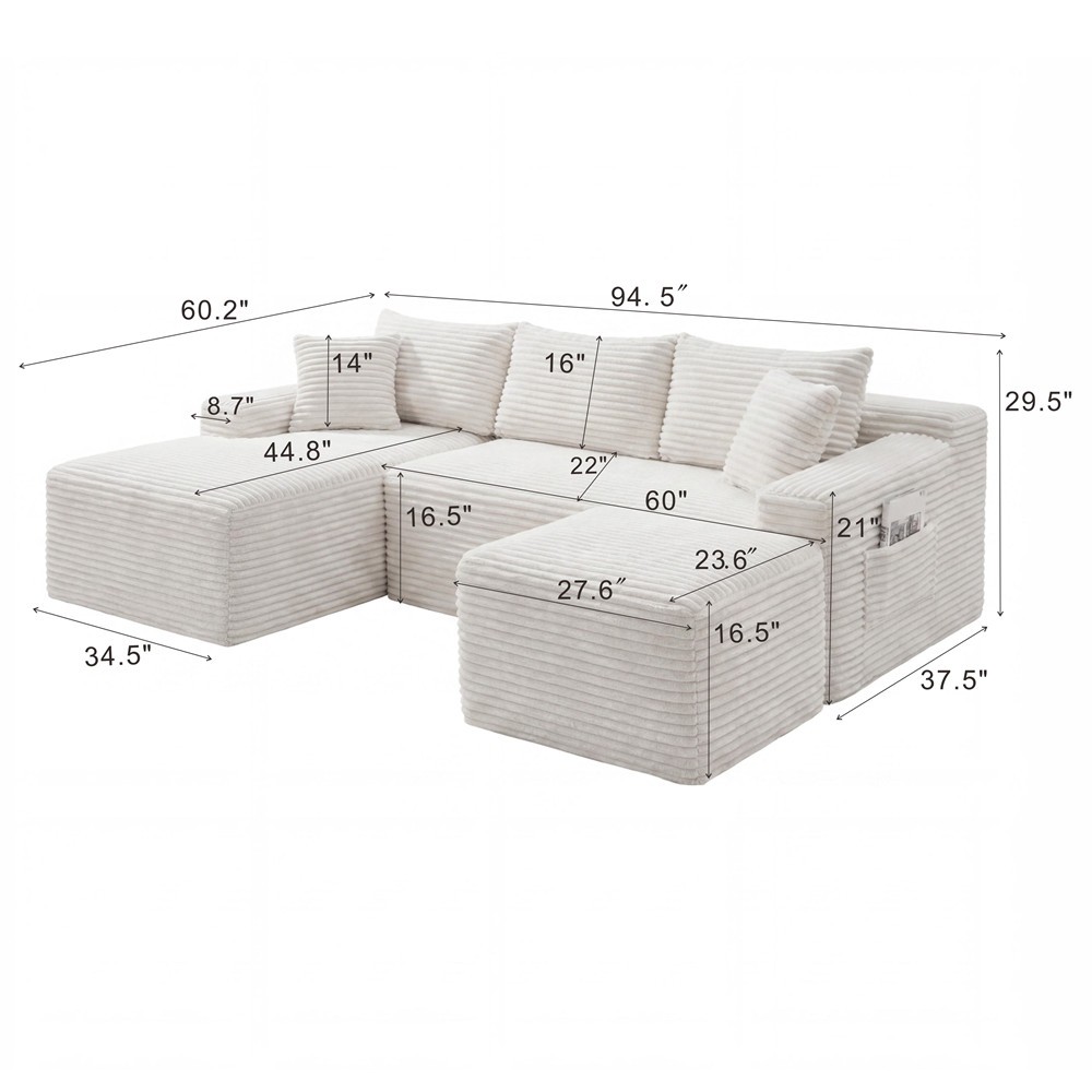 Modular Sectional Sofa with Ottoman U-Shaped 5 Seater Cloud Couch Sleeper Sofa gallery