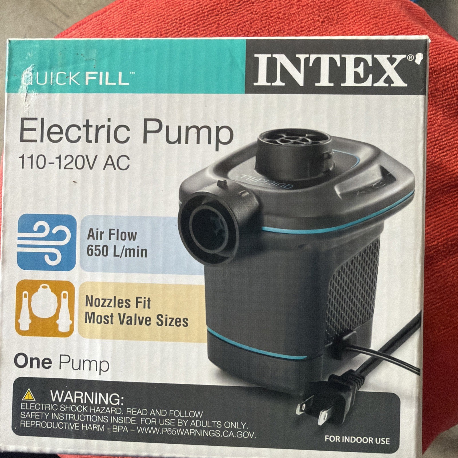 Intex 120V Quick Fill AC Electric Air Pump with 3 Nozzles, Black Brand New gallery