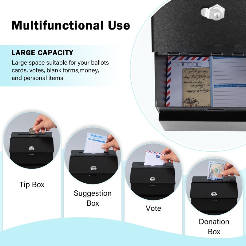 Suggestion Box with Lock Wall Mountable Metal Donation/Ballot/Voting/Collecti... gallery
