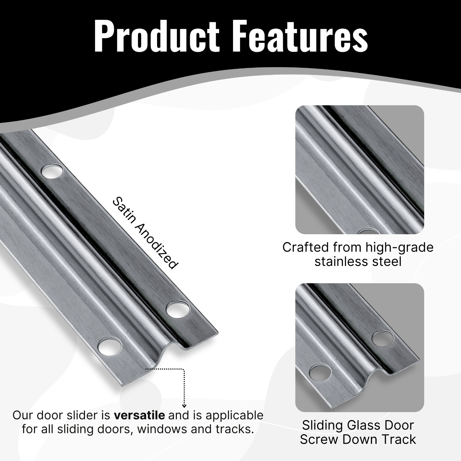 KC Hardware Sliding Glass Door Inverted V Bottom Track 72" gallery