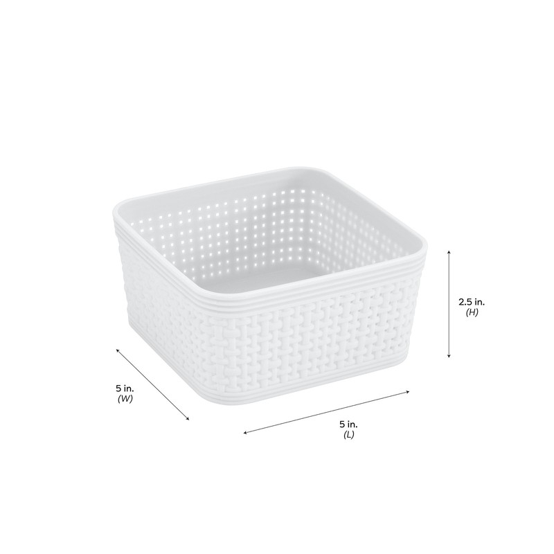 Simplify 6 Pack Plastic Organizing Storage Basket Set, White gallery