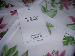 WILLIAMS SONOMA PAINTED VINE PINK TABLECLOTH 100% COTTON 70X108 TURKEY NEW/WTAG